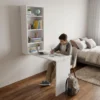 Wall mounted desk with shelves for study and admin