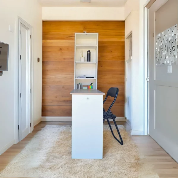 Wall mounted desk with shelves for study and admin