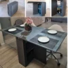 Graphite Folding 4-in-1 Console Table with storage and display shelves