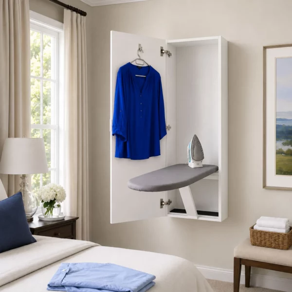 Folding Wall Mounted Ironing Board Cupboard In Bedroom
