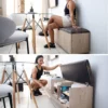 Sit N Stow Mobile Ottoman Storage Bench Dual Access - Rustic Wood