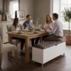 Sit N Stow Mobile Ottoman Storage Bench Lift Top - White