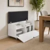 Sit N Stow Mobile Ottoman Storage Bench Dual Access - White