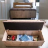 Sit N Stow Mobile Ottoman Storage Bench Lift Top Rustic Wood