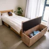 Sit N Stow Mobile Ottoman Storage Bench Lift Top Rustic Wood