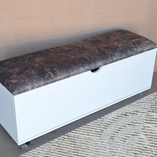Sit N Stow Mobile Ottoman Storage Bench - White