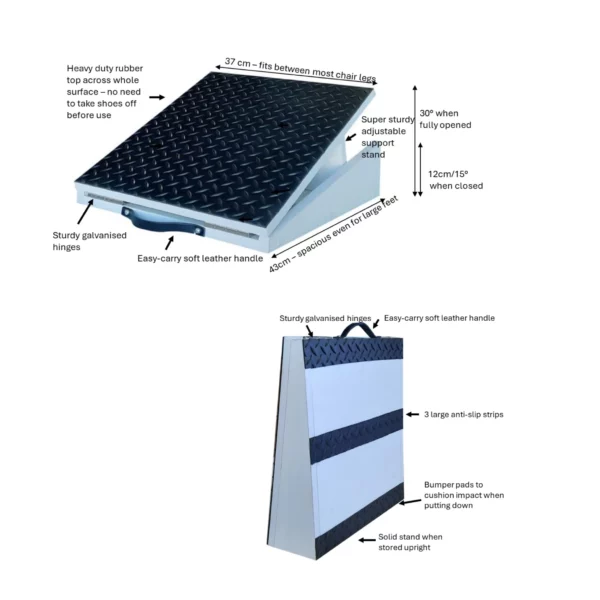 SpaceSave Ergo Adjustable Footrest & Exercise Slantboard - Description