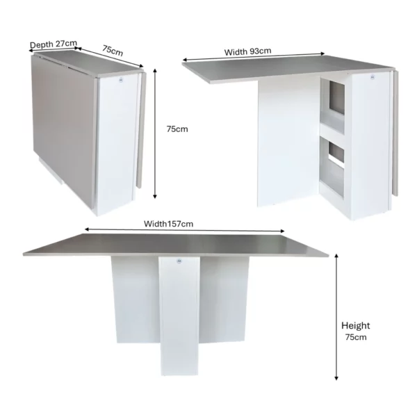 Folding 4-in-1 Console Table Dimensions