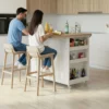 SpaceSave Kitchen Island with Fold Out Breakfast Table - White