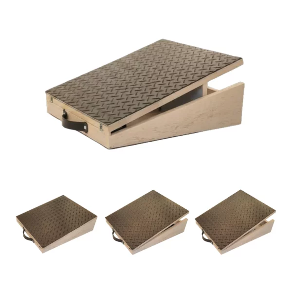 SpaceSave Ergo Adjustable Footrest & Exercise Slantboard - Rustic Wood