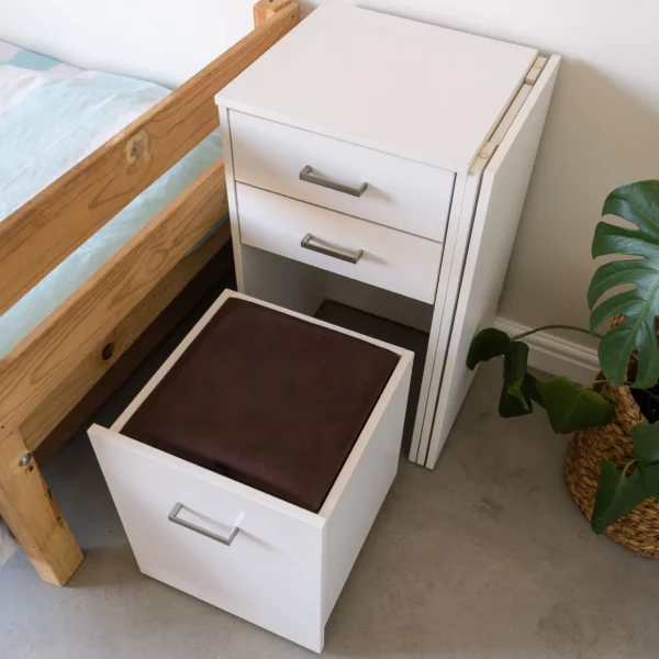 Versa desk closed as compact bedside table with hidden storage