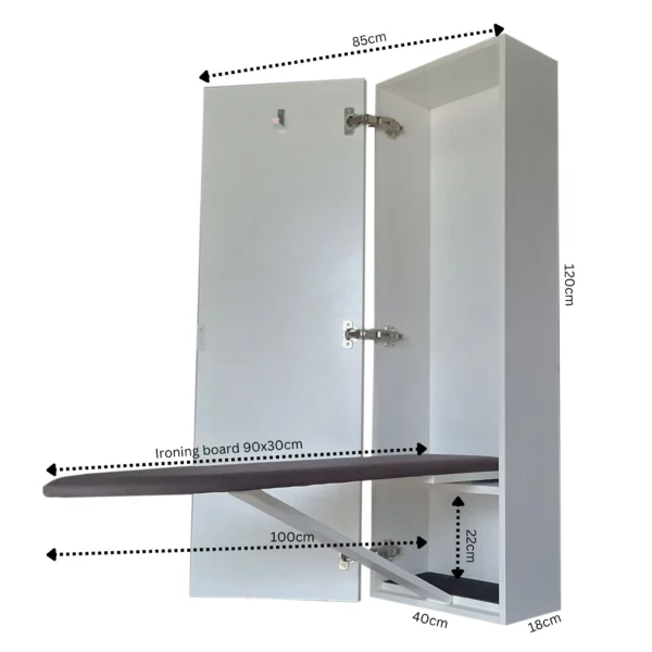 Wall Mounted Fold Out Ironing Board Cabinet With Storage Measurements