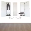White Wall Mounted Ironing Board Cabinet Shown Open And Closed