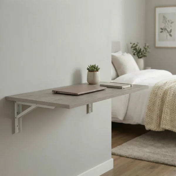 Rustic Wood fold down floating wall desk for study