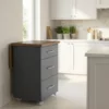 Small Kitchen Island With Fold-Out Table and Drawers - Midnight Kalahari
