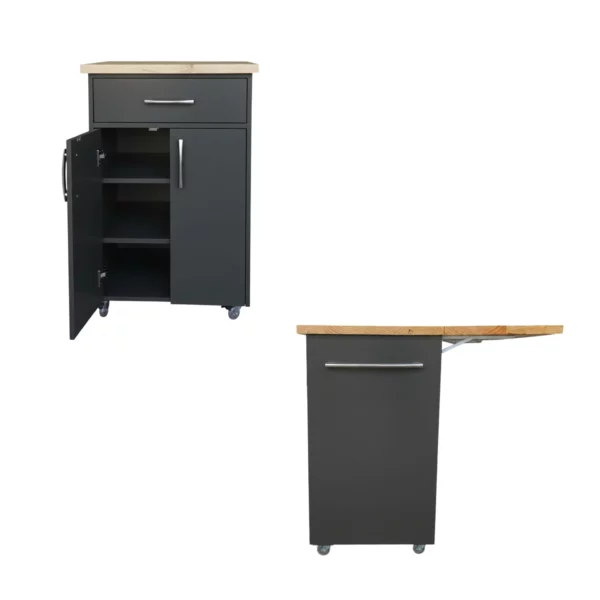 Small Kitchen Island On Wheels With Shelves - Midnight Pine