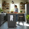 Small Kitchen Island On Wheels With Shelves - Midnight Pine Lunch Prep