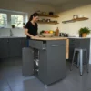 Small Kitchen Island On Wheels With Shelves - Midnight Pine Lunch Prep