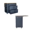 SpaceSave Large Kitchen Island Drawers On Wheels with Fold-Out Table