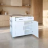 Large White Pine Kitchen Island With Shelves
