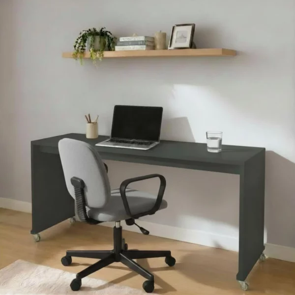 Mobile bedroom desk on wheels positioned against wall - Midnight colour