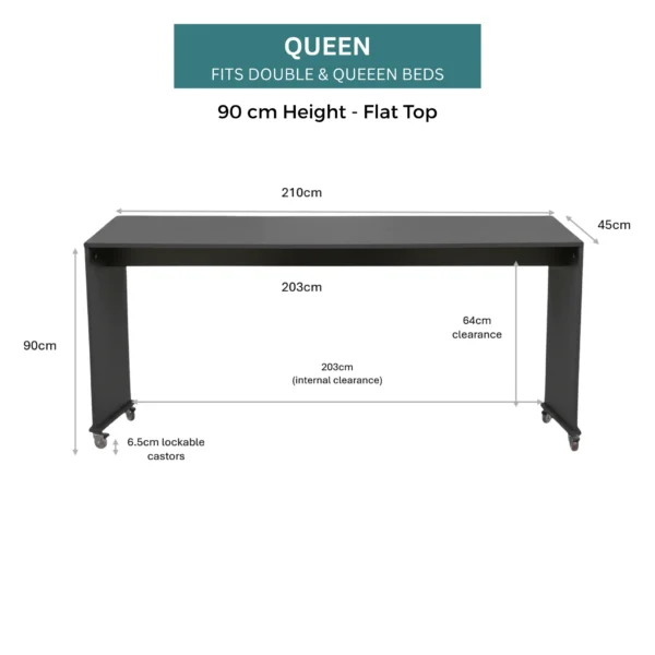 bedbridge rolling over bed desk queen 90cm flat midnight dimensions
