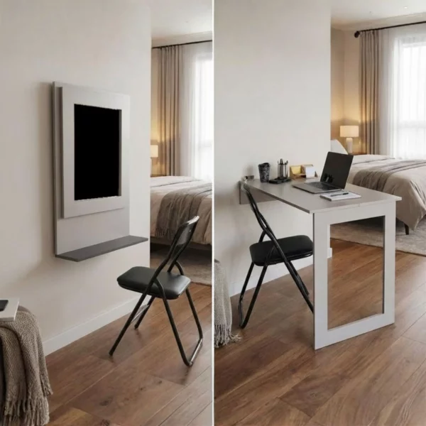 Fold Up Wall Mounted Desk - Desert Taupe