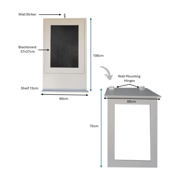 Fold Up Wall Mounted Desk - Measurements