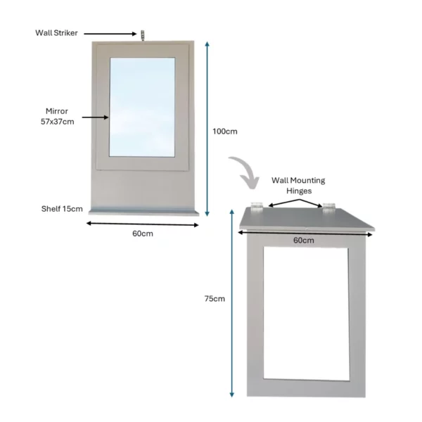 Fold Up Wall Mounted Desk - Measurements