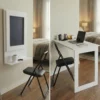 SpaceSave Fold Up Wall Mounted Desk with Blackboard - White