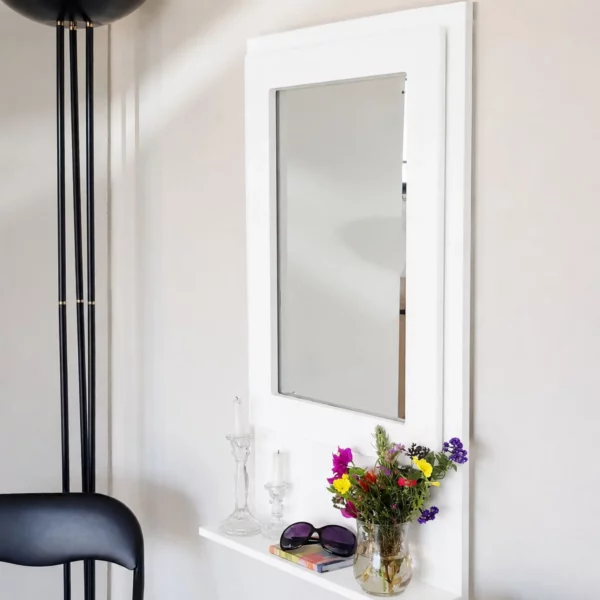 SpaceSave Fold Up Wall Mounted Desk with Mirror - White
