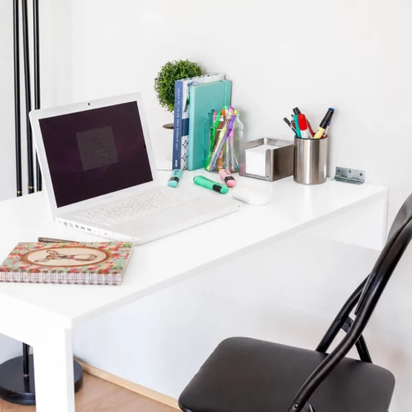 SpaceSave Fold Up Wall Mounted Desk - White
