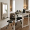 SpaceSave Fold Up Wall Mounted Desk with Mirror - Rustic Wood