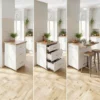 Small Kitchen Island With Fold-Out Table and Drawers in 3 Formats - White