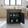 Large kitchen island with side handle, open shelves and lockable wheels - Midnight Kalahari