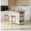 Large kitchen island with Kalahari top, drawers, side shelves and lockable castors