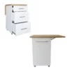 Small Kitchen Island With Fold-Out Table and Drawers - White Kalahari