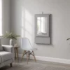 SpaceSave Fold Up Wall Mounted Desk With Mirror - Grey Whisper