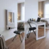 SpaceSave Fold Up Wall Mounted Desk With Mirror - Grey Whisper