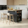 Kitchen island with fold-out tabletop open for extra prep and dining space - Midnight