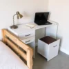 Fold-out desk table with ottoman chair for study corner