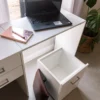 Versa Combo Drawer Desk with Ottoman Chair Close-Up - White