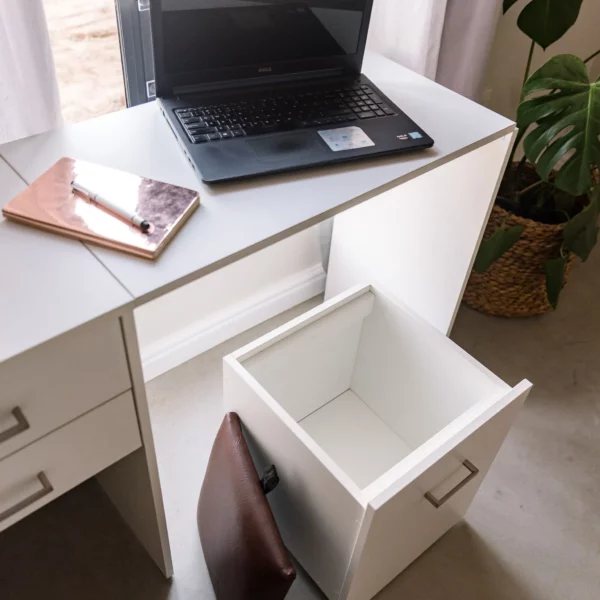 Versa Combo Drawer Desk with Ottoman Chair Close-Up - White