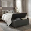 Sit N Stow Mobile Ottoman Storage Bench Dual Access Midnight - Open with linen