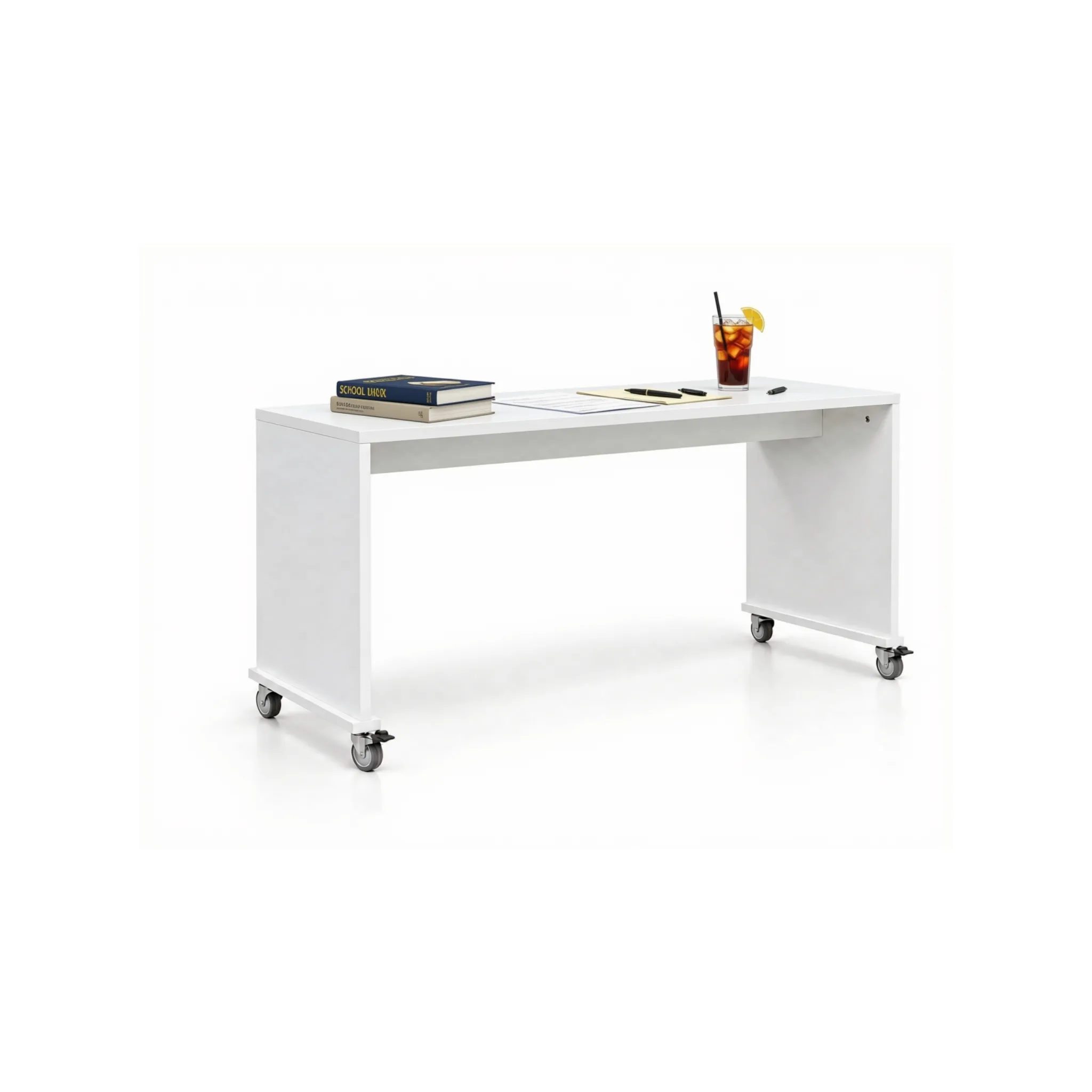 bedbridge rolling over bed desk compact 75cm with wheels flat top as study desk