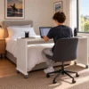 bedbridge rolling over bed desk compact flat top - white