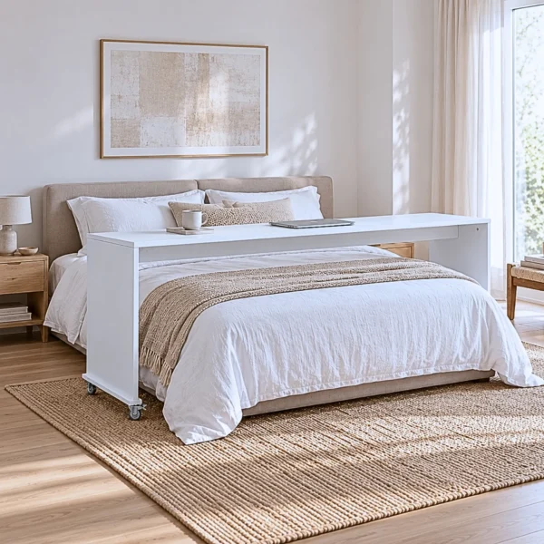 bedbridge rolling over bed desk king 75cm over bed white