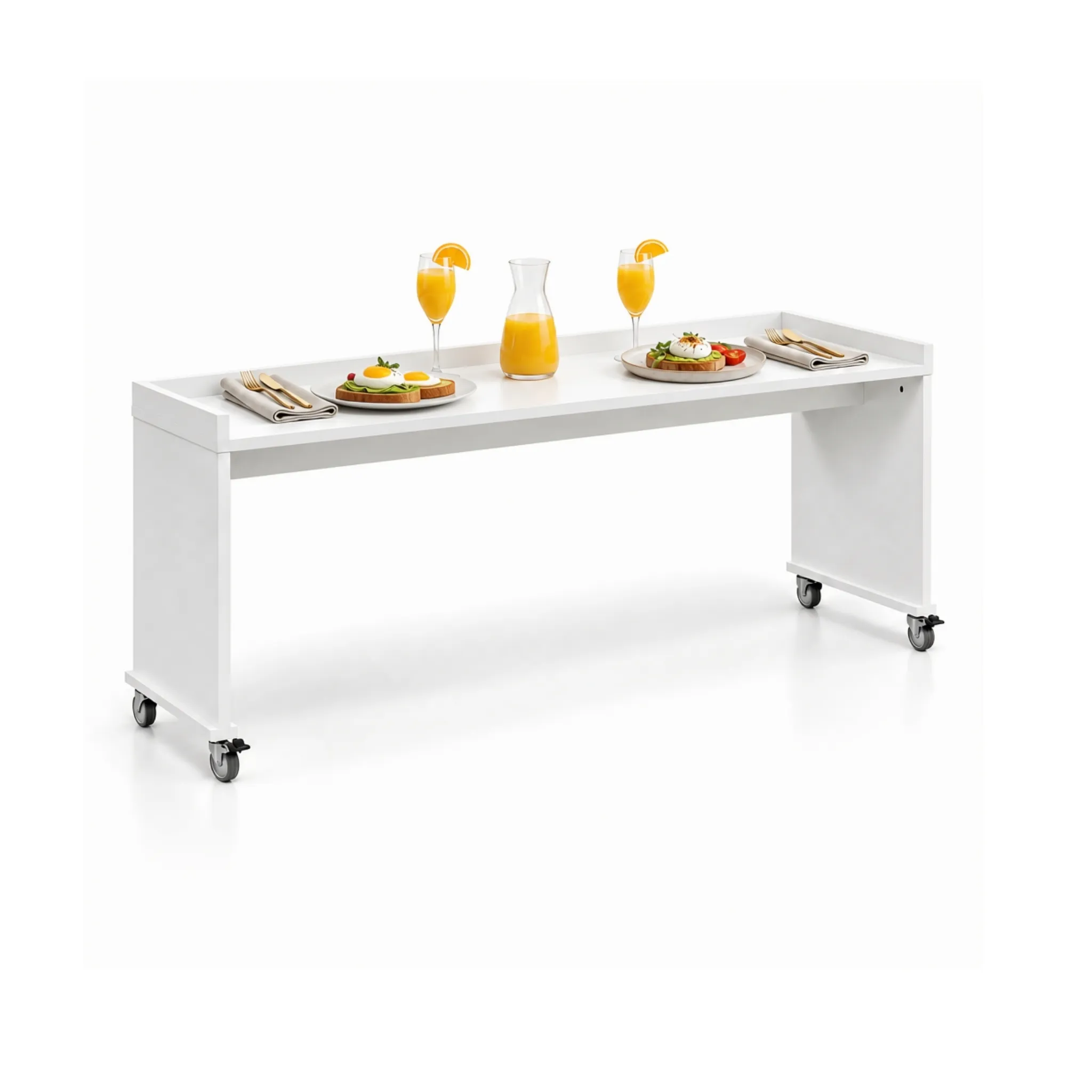 bedbridge rolling over bed desk king 75cm with wheels breakfast table