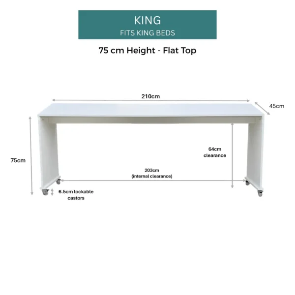bedbridge rolling over bed desk king with wheels white