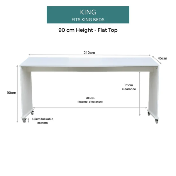bedbridge rolling over bed desk king with wheels white (3)